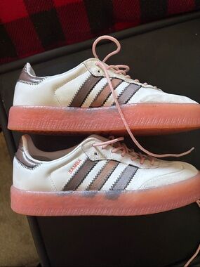 adidas Samba Platform Sneakers — White, Pink, Brown Accents